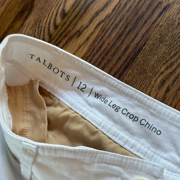 Talbots sz 12 white wide leg crop chino - Picture 5 of 6